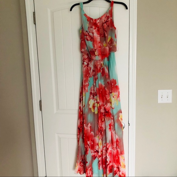B Darlin Floral-print Chiffon pleated maxi dress - Picture 2 of 6